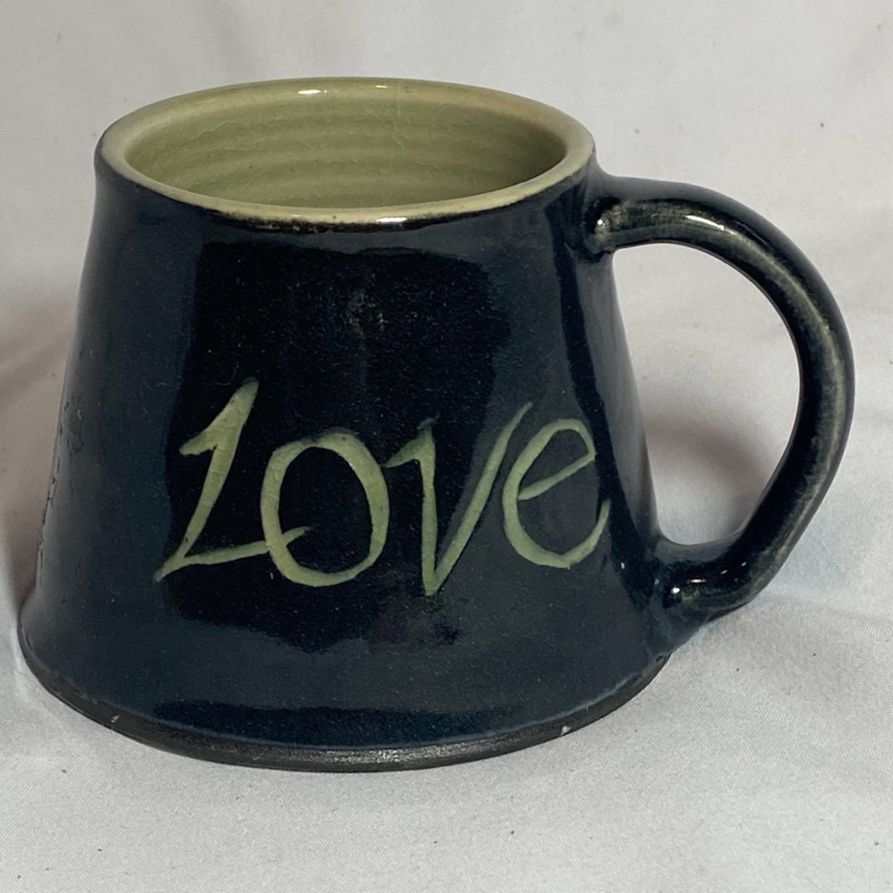 ‘Love’ Travel Mug Handmade Ceramic Coffee Tea No Spill Pottery Handmade Ceramic